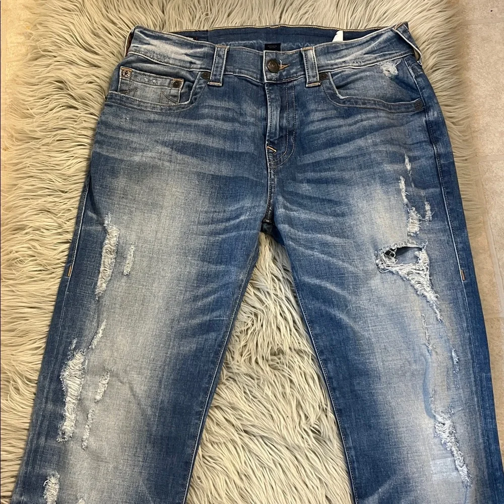 True Religion Men's Faded Blue Straight Jeans